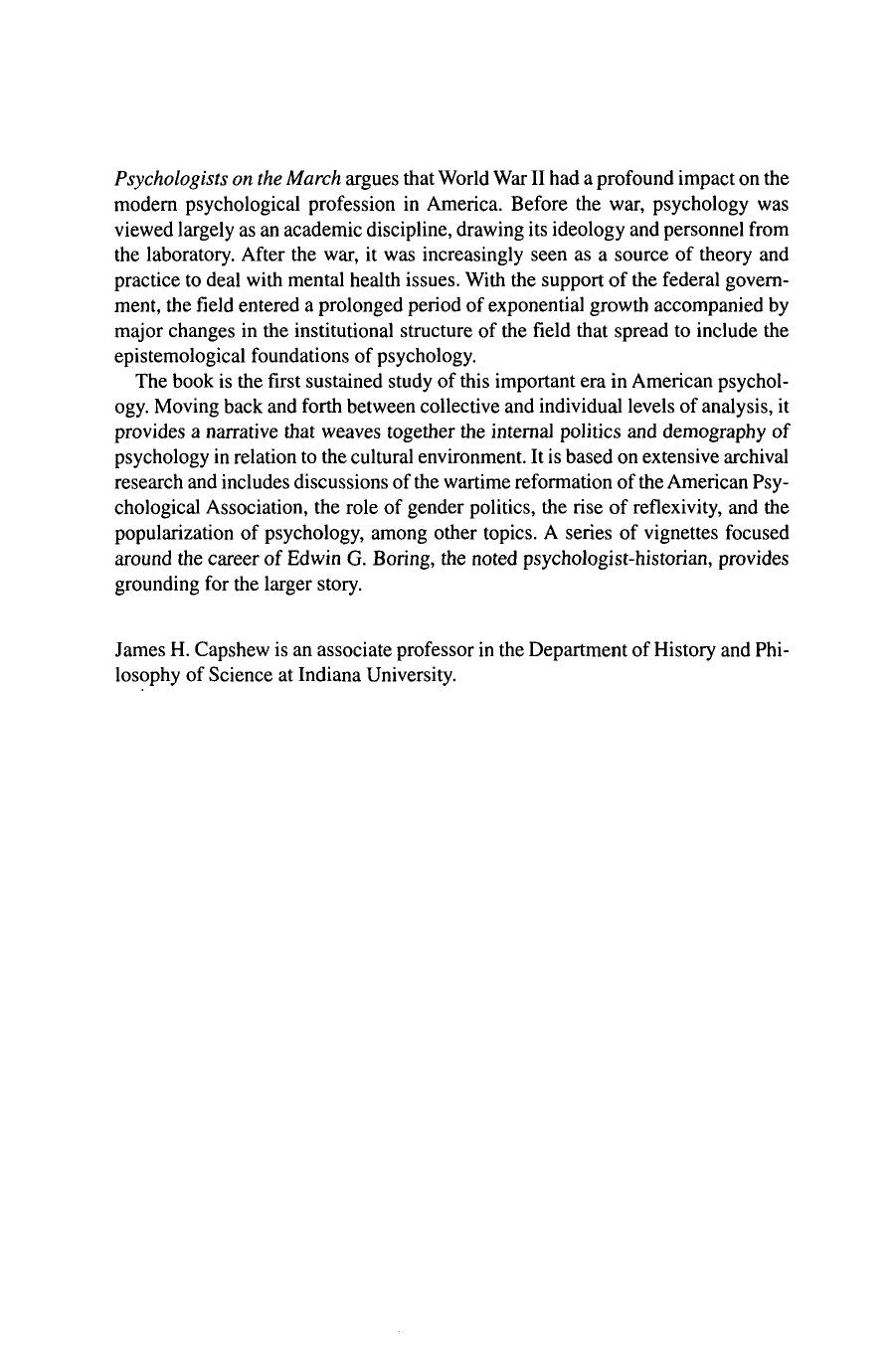 (Cambridge Studies in the History of Psychology) James H. Capshew