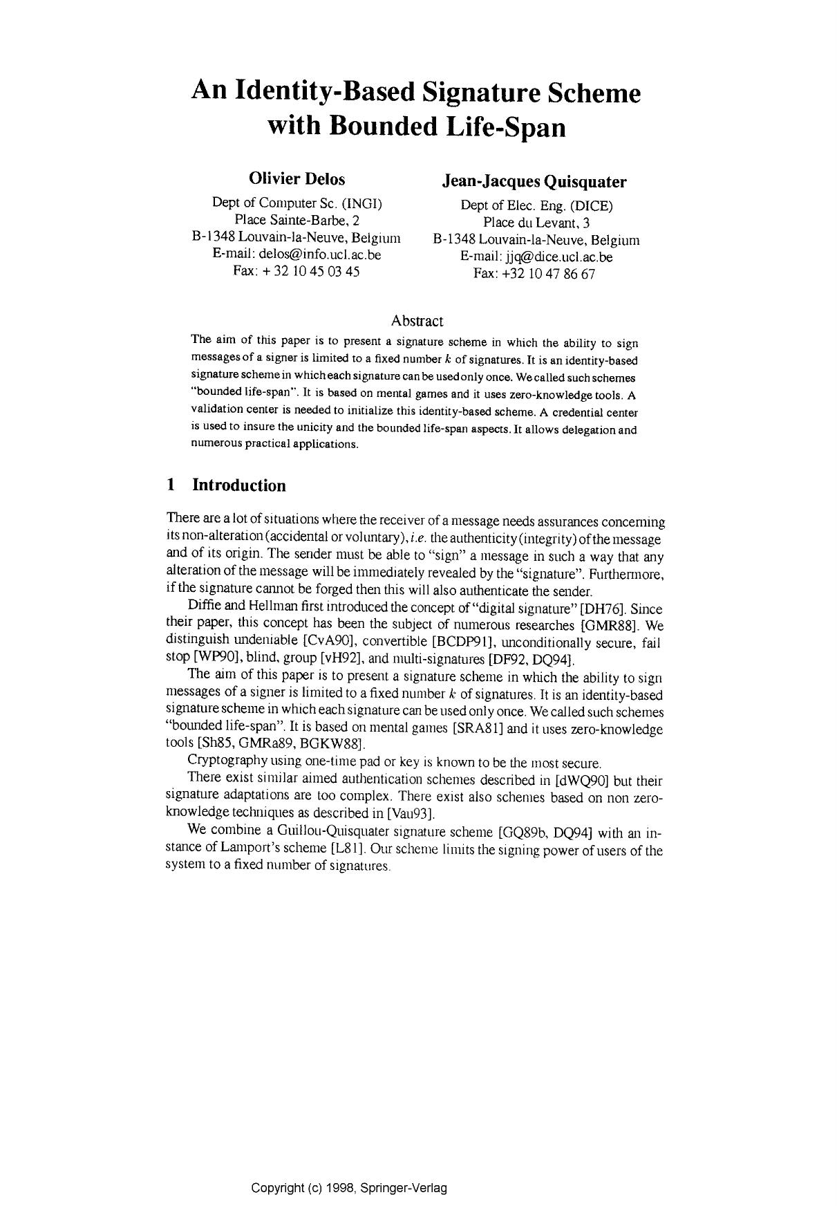 An identity-based signature scheme with bounded life-span