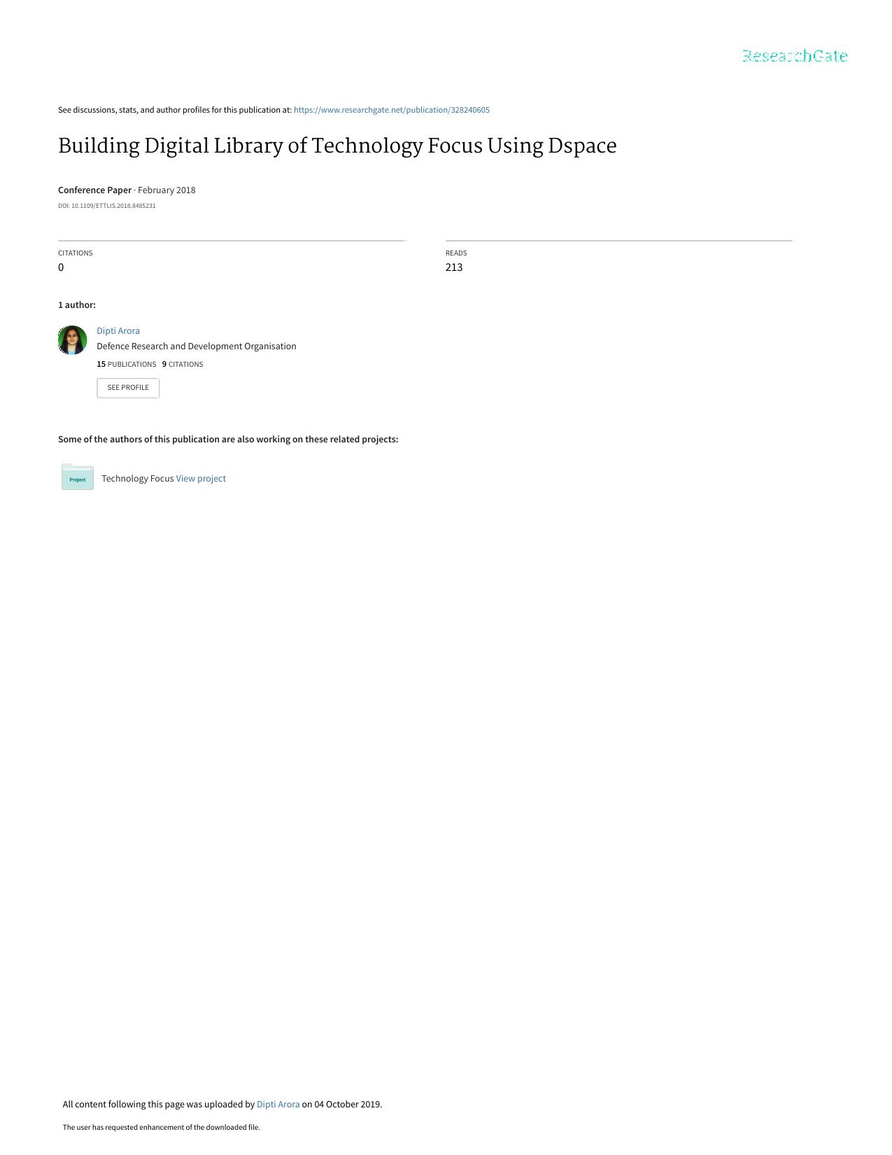 Building Digital Library of Technology Focus Using Dspace