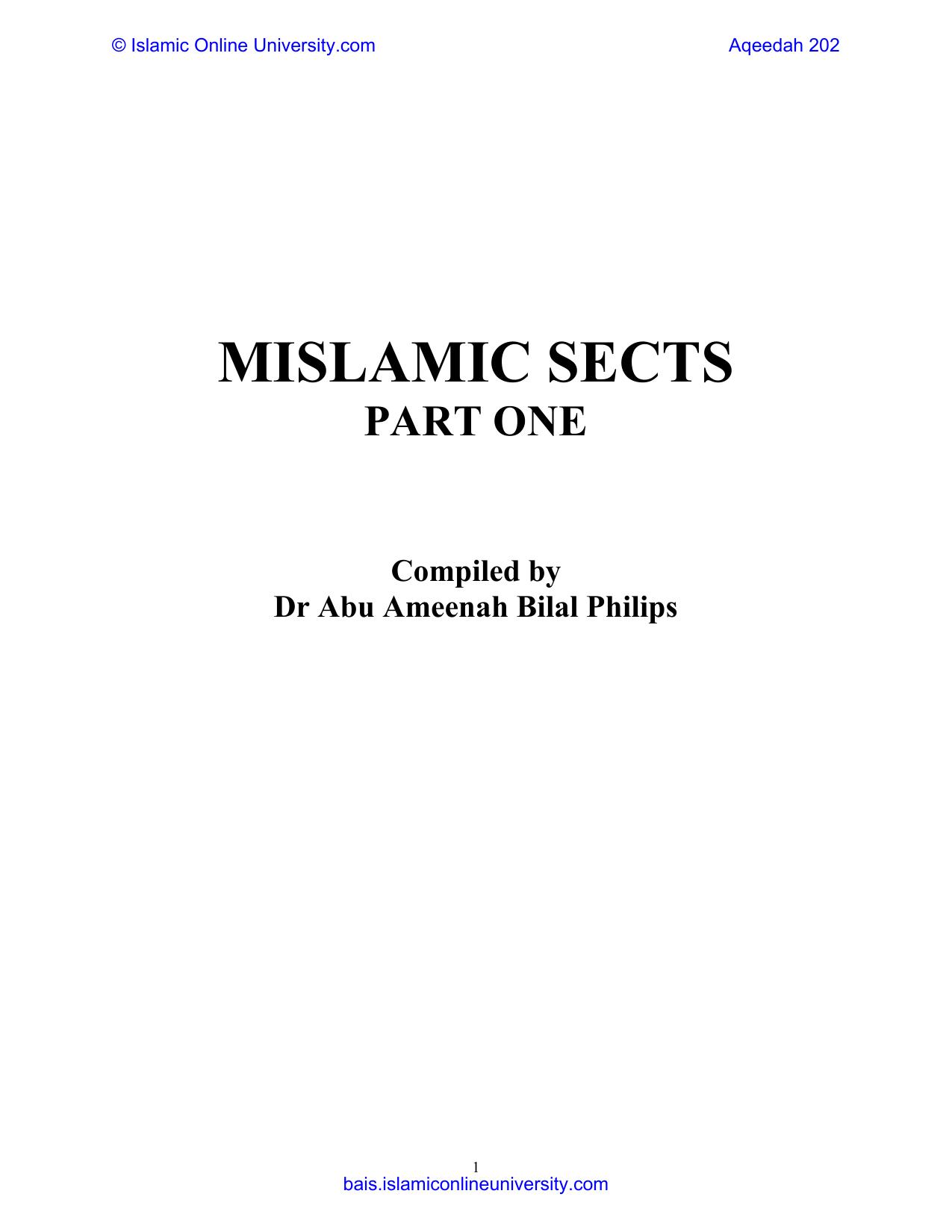 Mislamic Sects part one