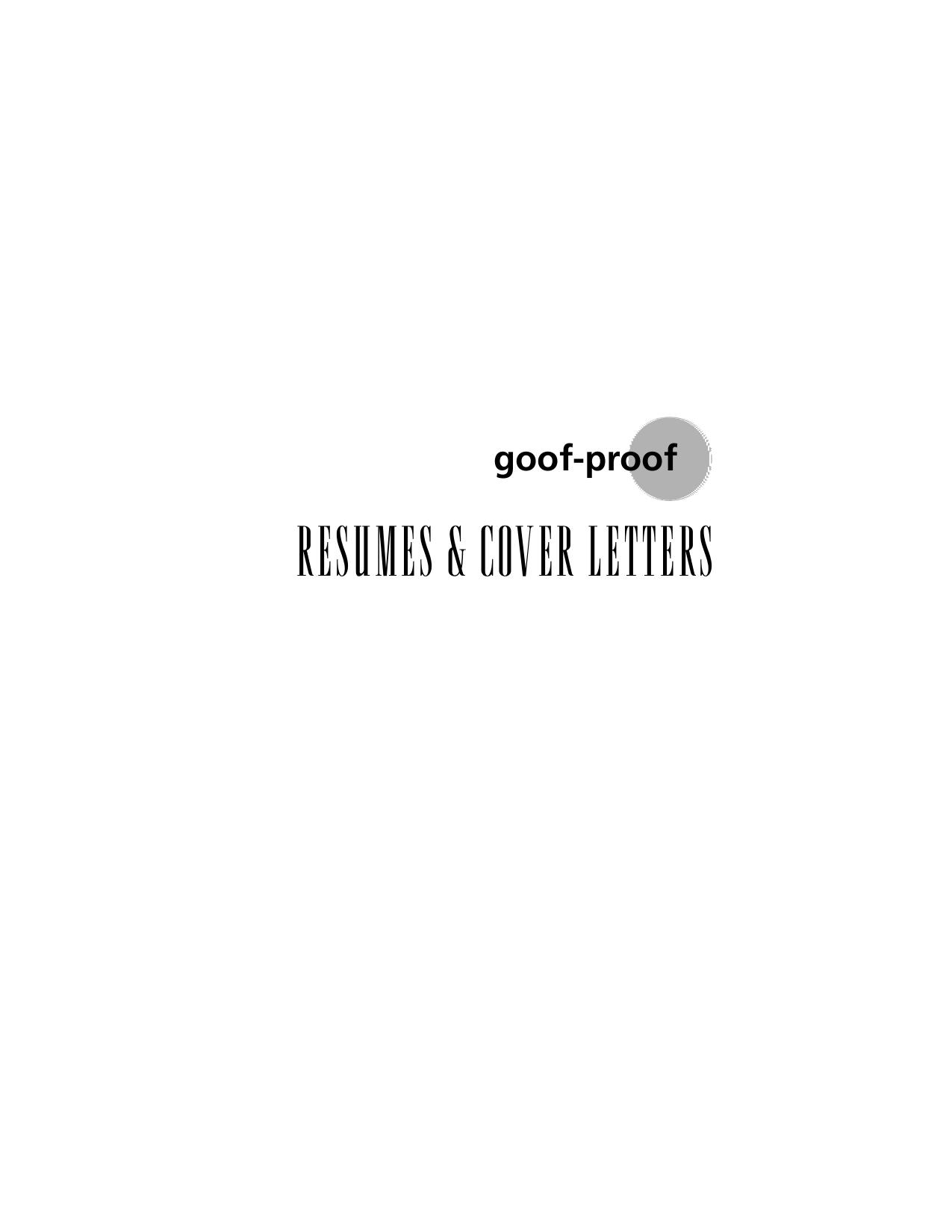 Goof Proof Resumes & Cover Letters