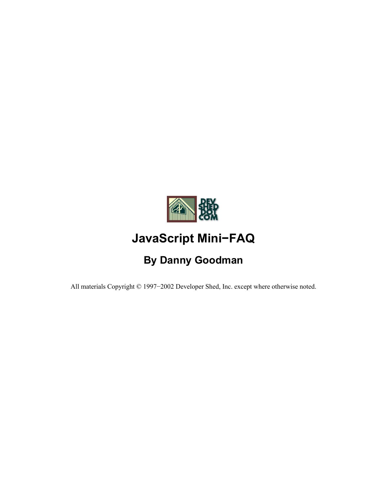 JavaScript Mini-FAQ