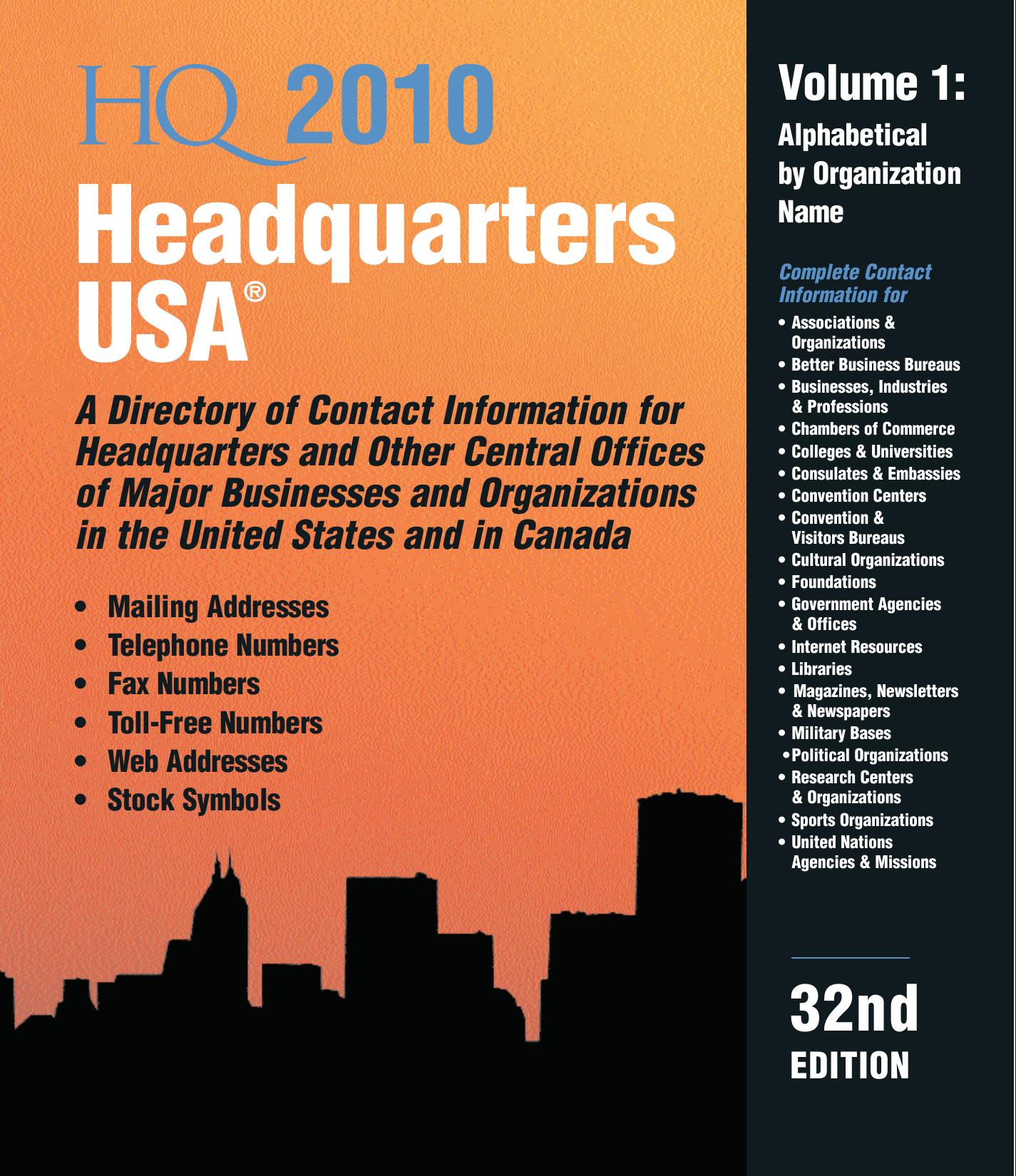 Headquarters USA 2010, 32nd Ed.
