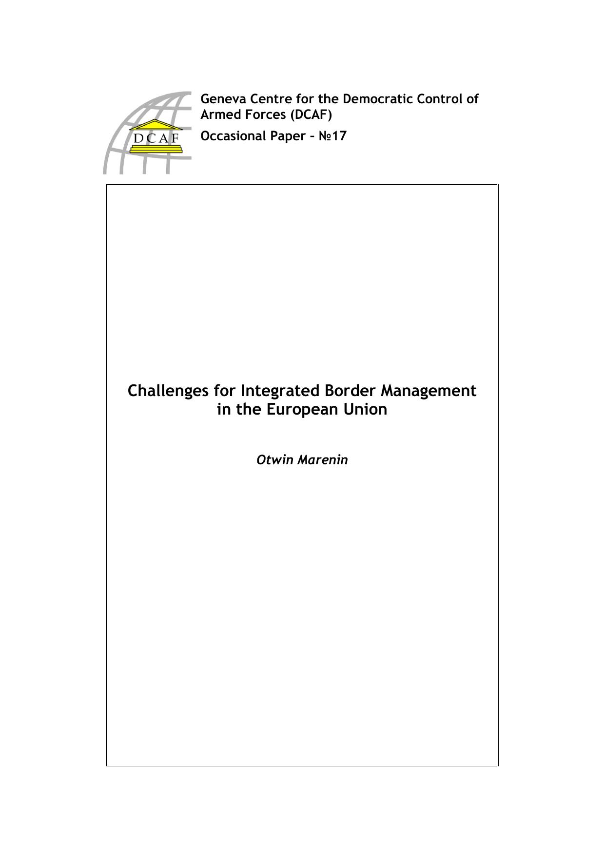 Challenges for Integrated Border Management in the European Union