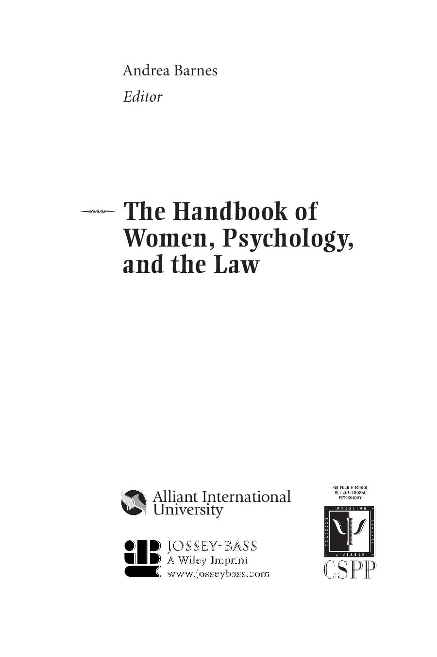 Andrea Barnes - The Handbook of Women, Psychology, and the Law-Jossey-Bass (2005)