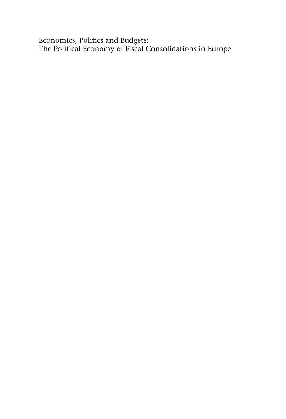 Economics, Politics and Budgets: The Political Economy of Fiscal Consolidations in Europe