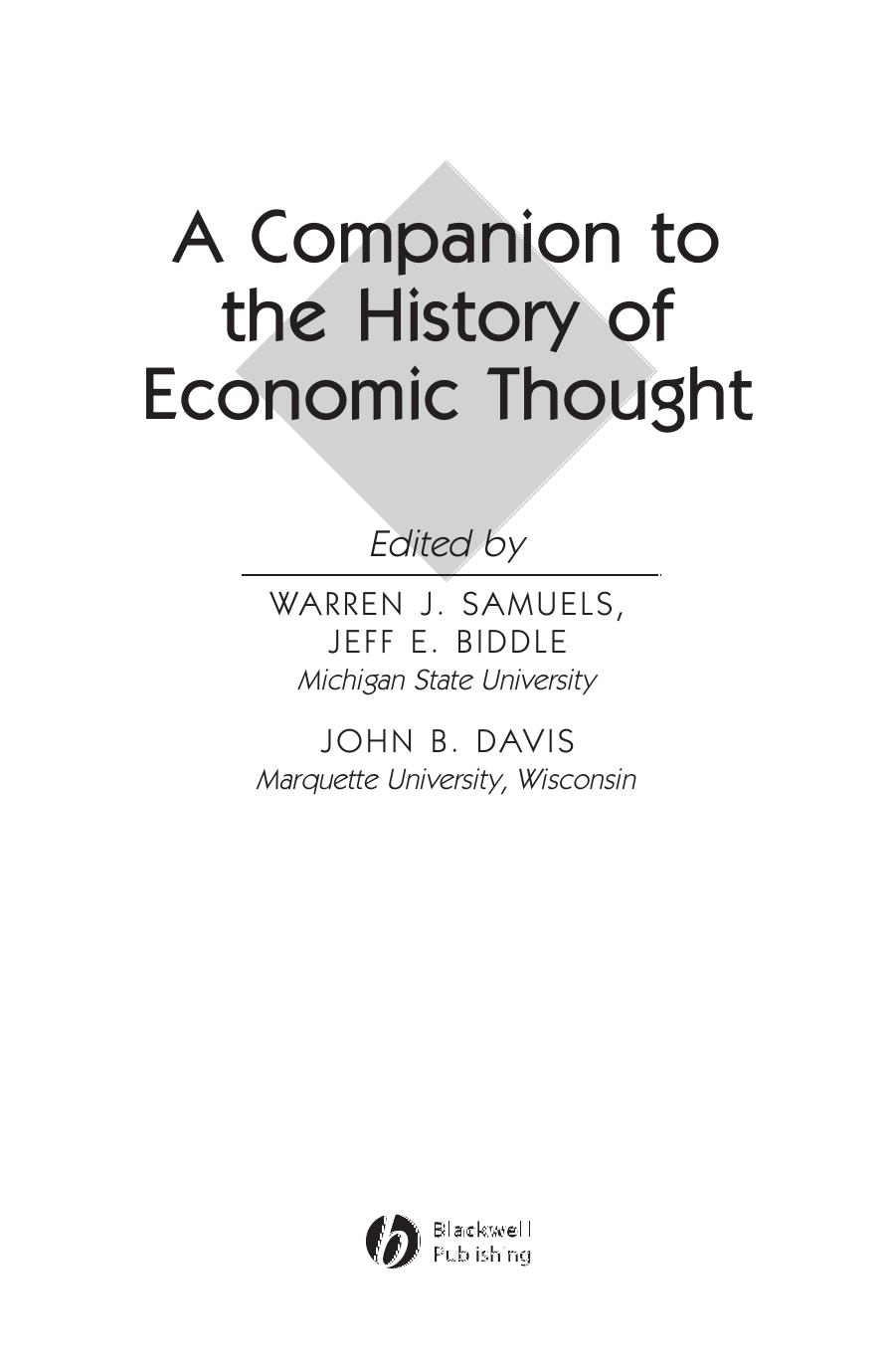 (Blackwell Companions to Contemporary Economics) Warren J. Samuels, Jeff E. Biddle, John B. Davis