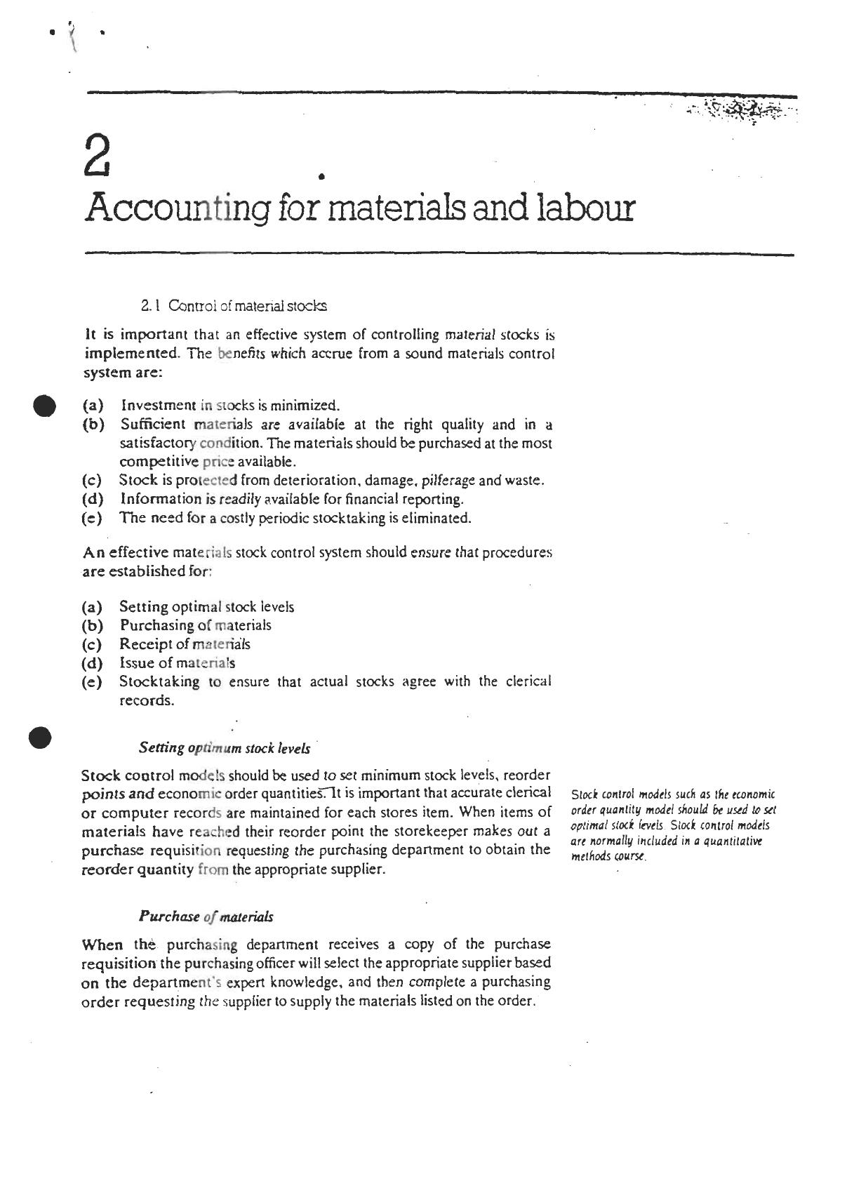Accounting For Material And Labour