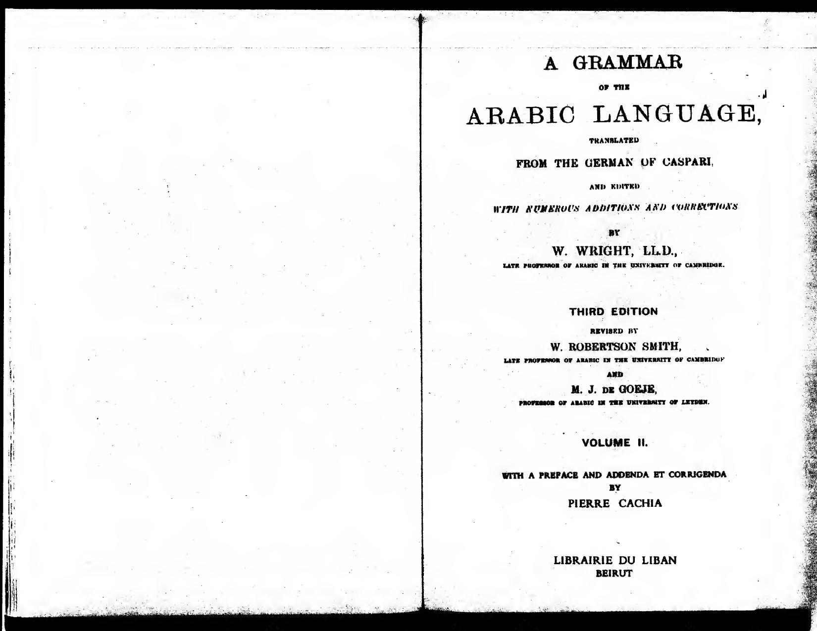 Wright's Arabic Grammar 2 of 2