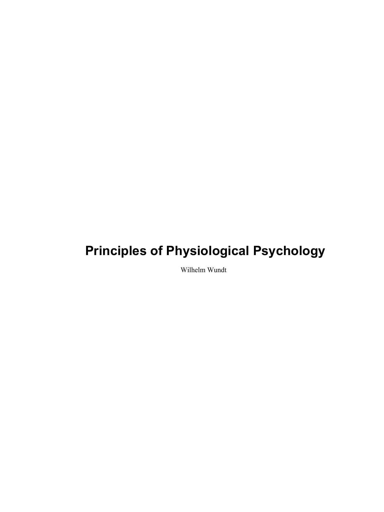 Principles of Physiological Psychology