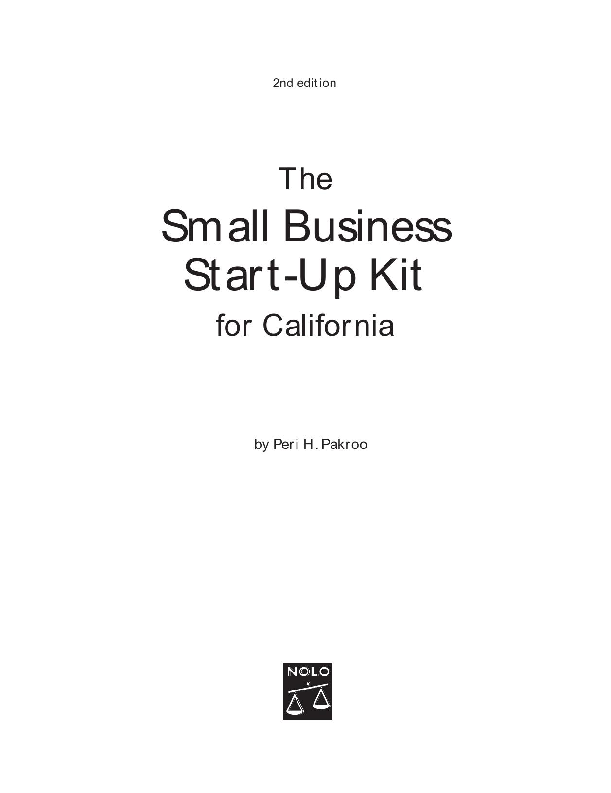 The Small Business Start-Up Kit for California