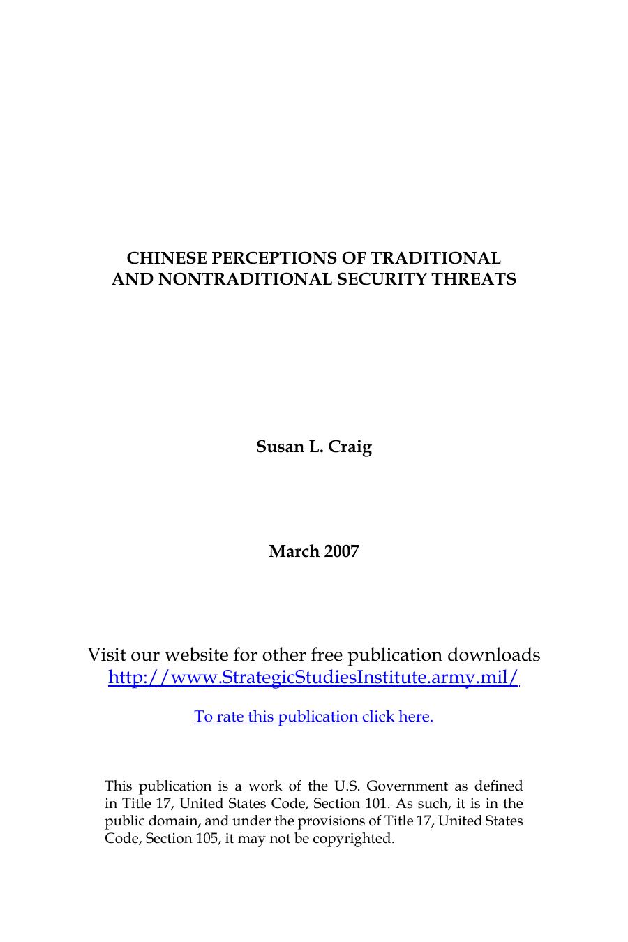 Chinese Perceptions of Traditional and Nontraditional Security Threats