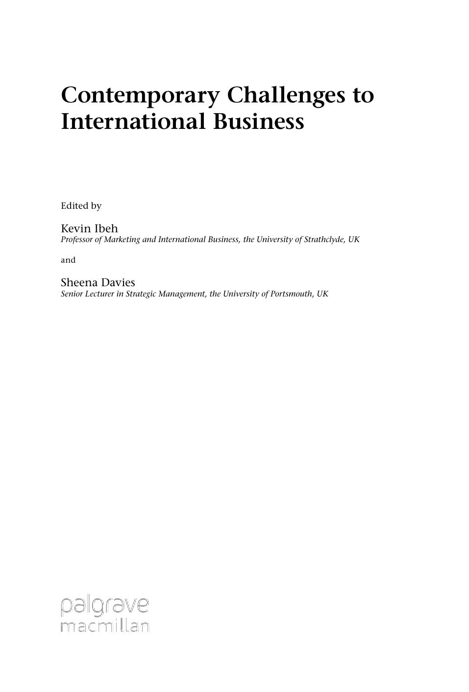 Contemporary Challenges to International Business