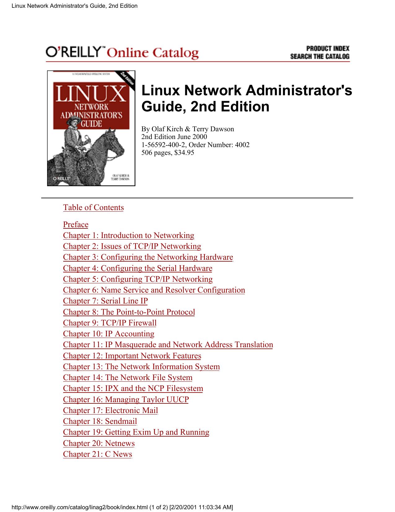 Linux Network Administrator’s Guide, 2nd Edition
