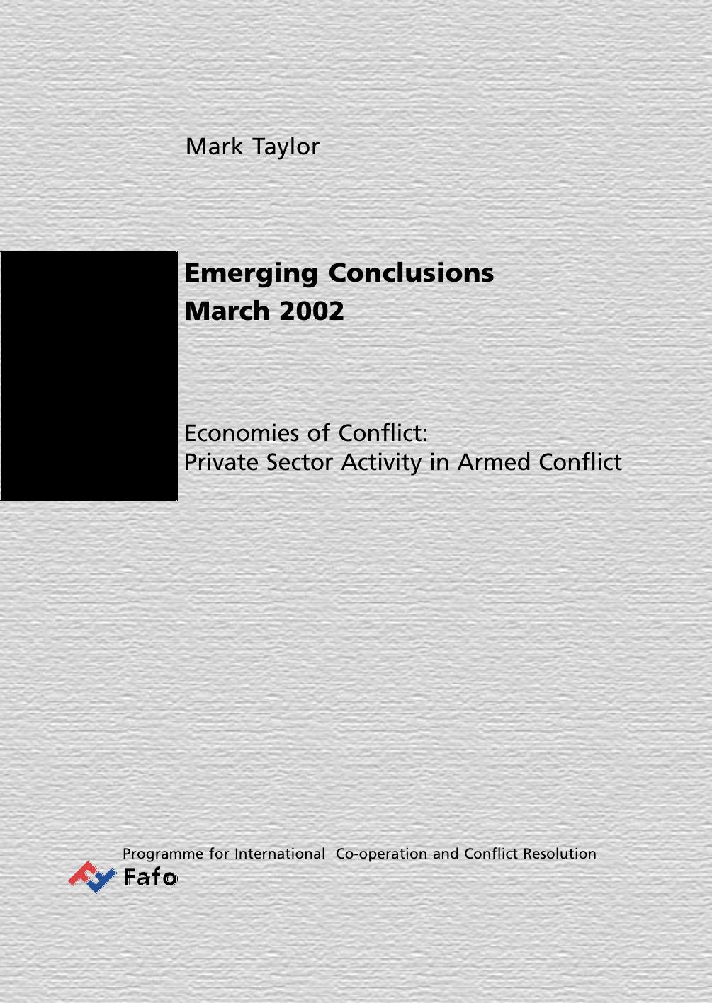 - Economics Of Conflict