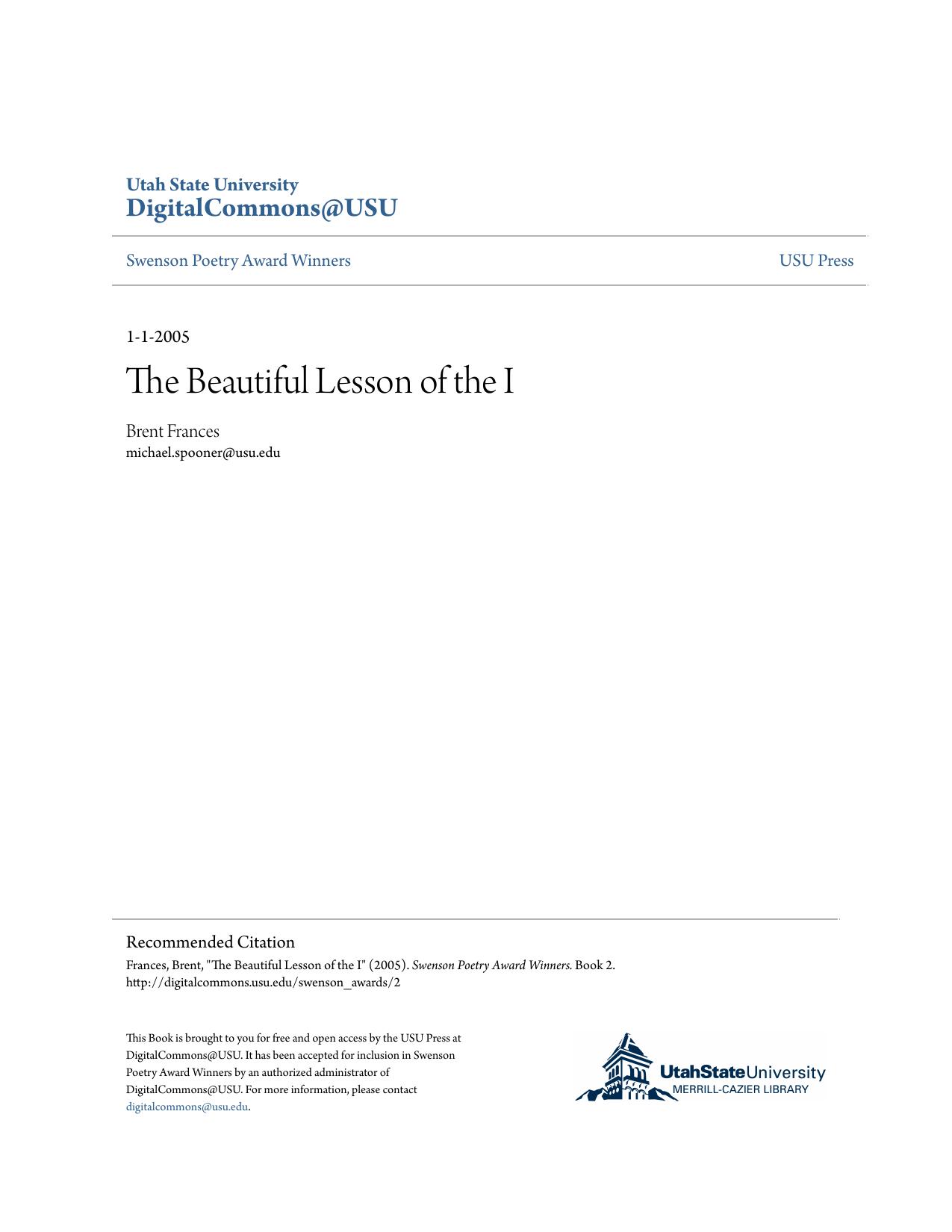 The Beautiful Lesson of the I