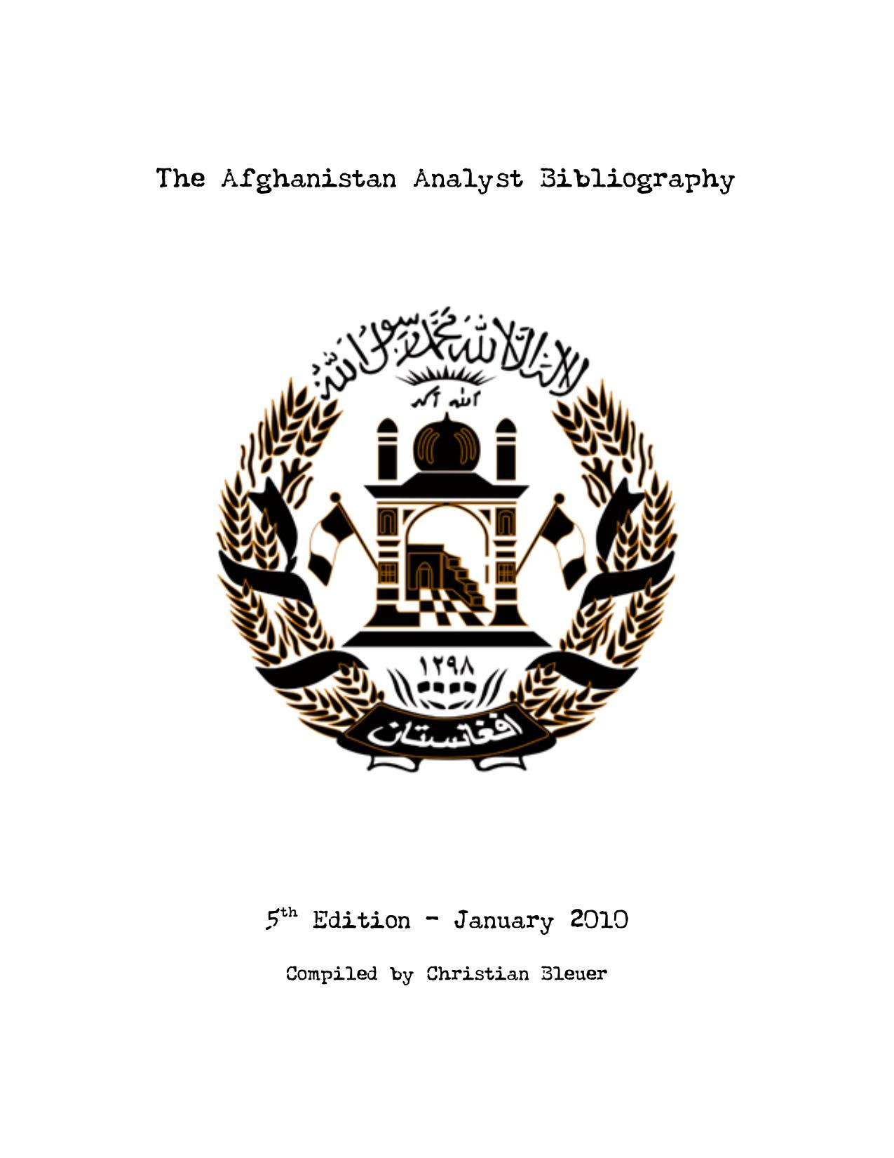 Afghanistan Bibliography