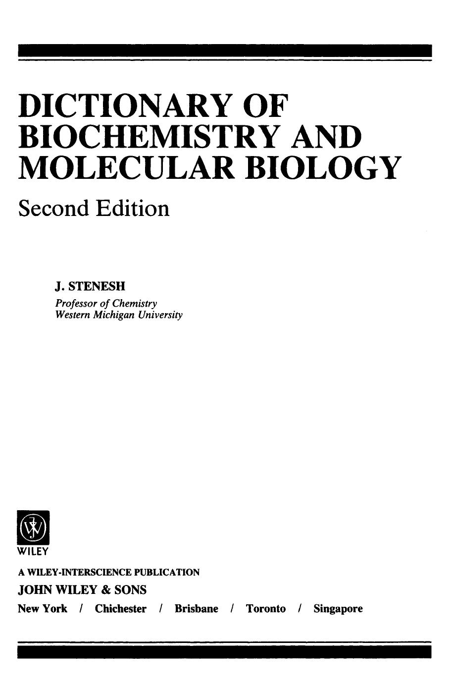 Dictionary of biochemistry and molecular biology 2ed