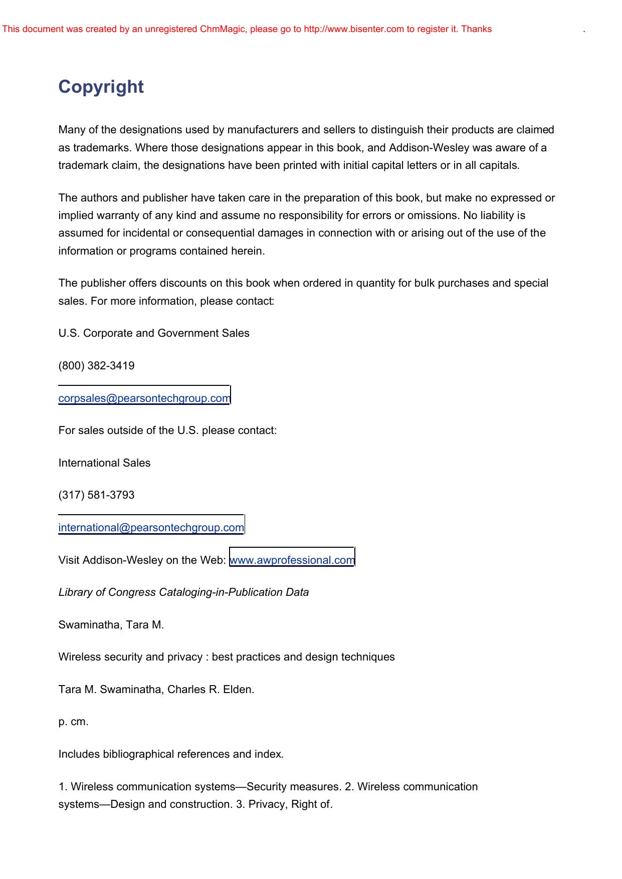Wireless security and privacy,