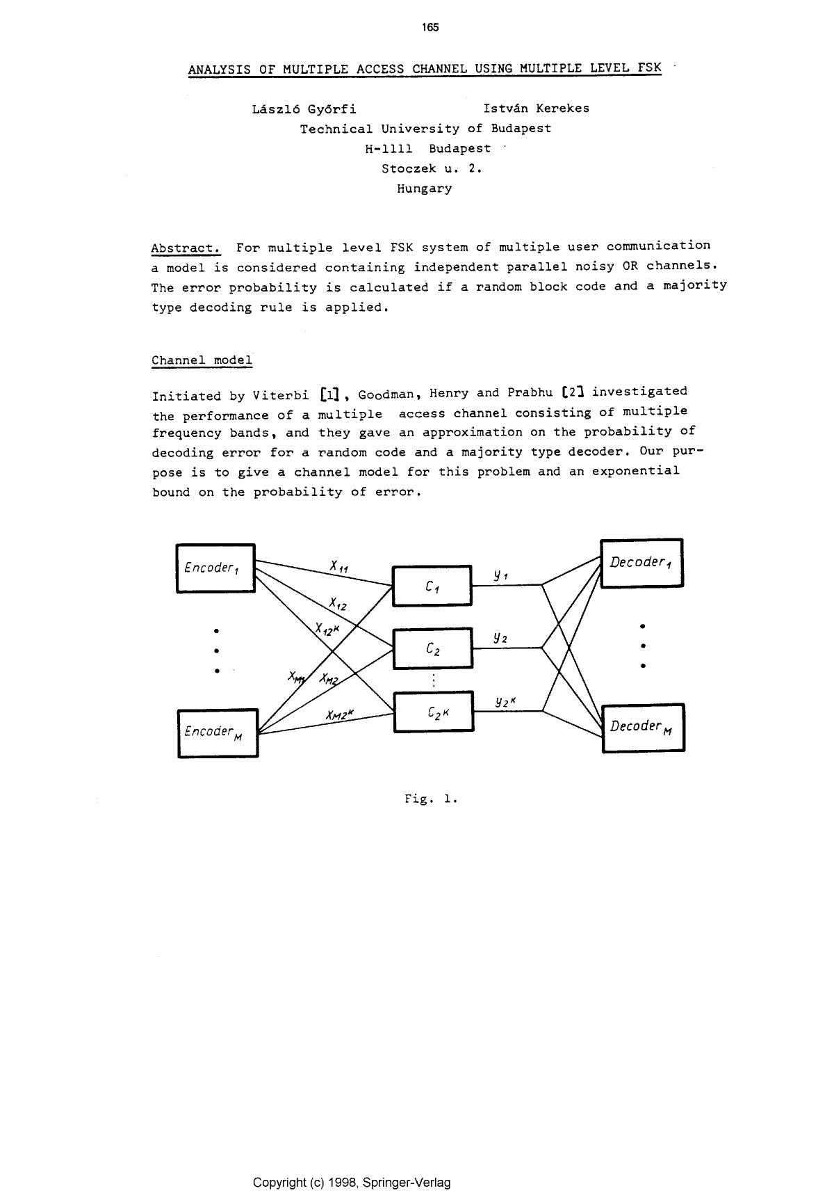 Analysis of multiple access channel using multiple level FSK