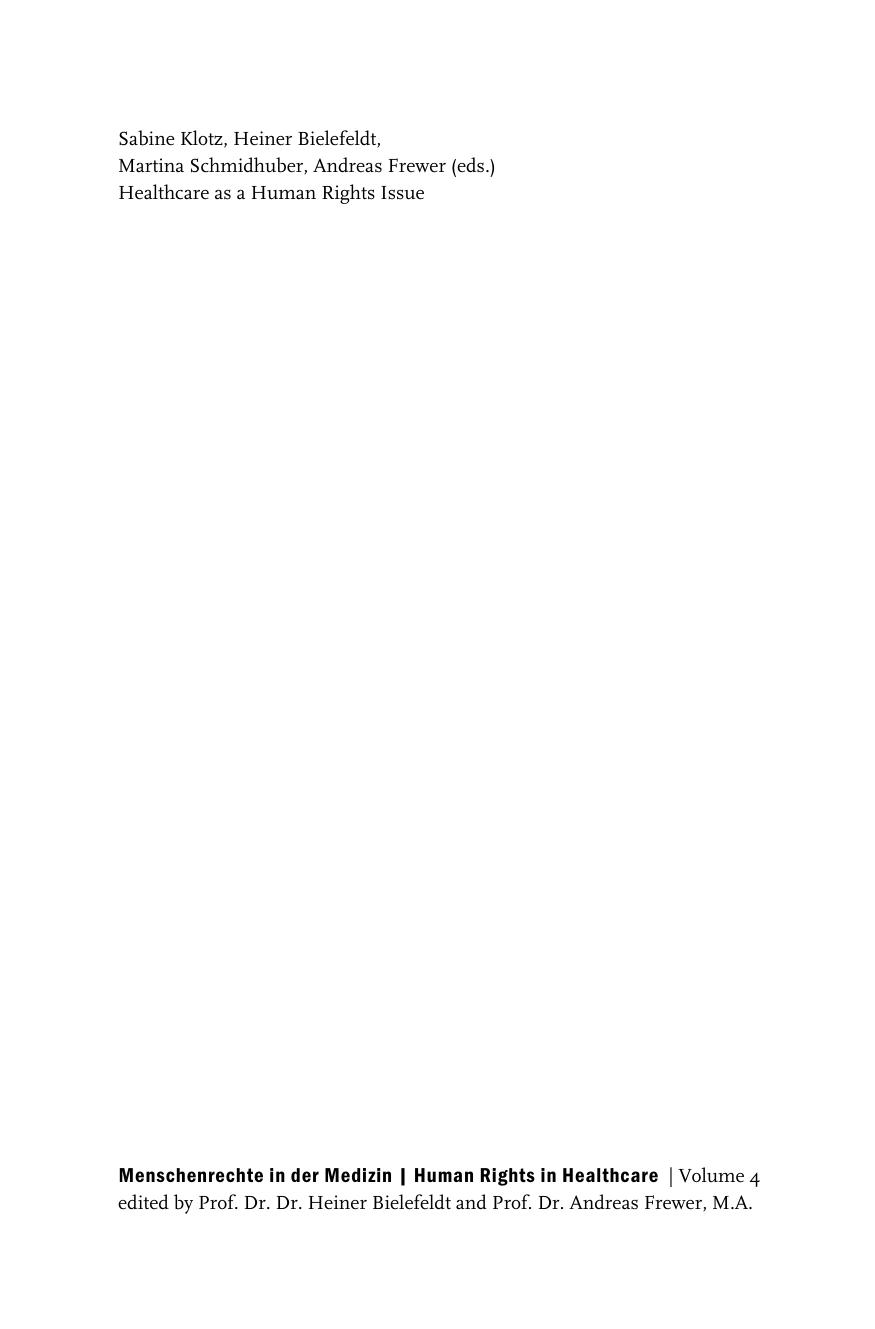 Healthcare as a Human Rights Issue Normative Profile, Conflicts and Implementation