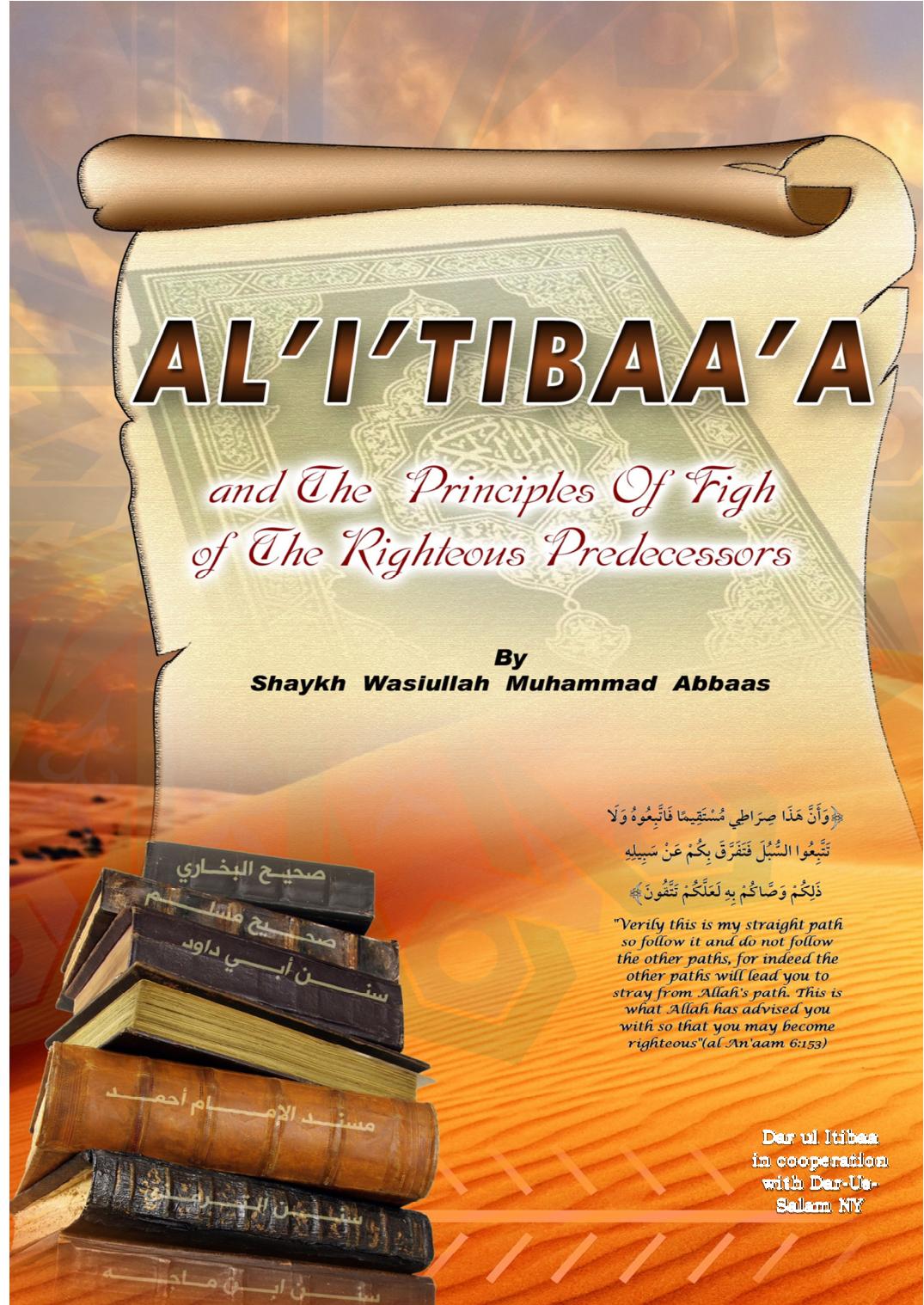Al'i'tibaa'a - And the Principles of Fiqh of the Righteous Predecessors