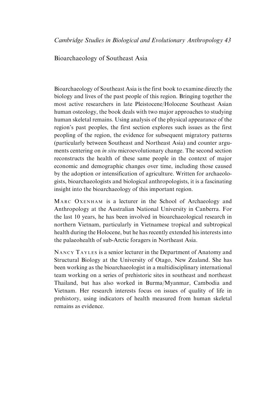 Bioarchaeology of Southeast Asia