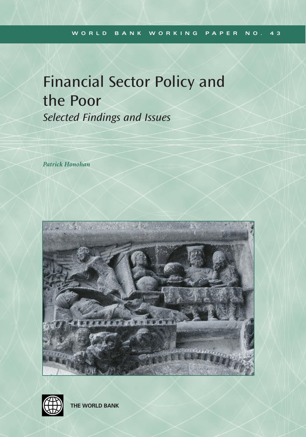 Financial Sector Policy and the Poor: Selected Findings and Issues