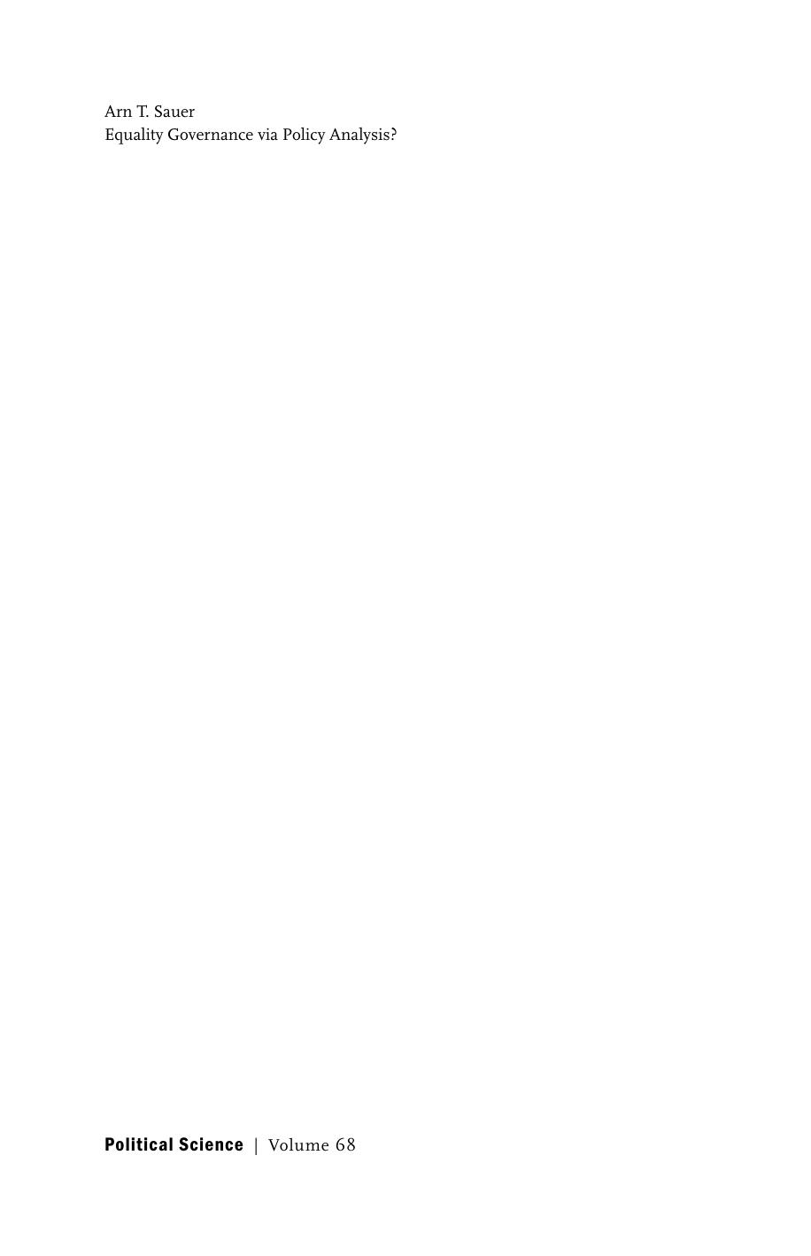 Equality Governance via Policy Analysis? The Implementation of Gender Impact Assessment in the European Union and Gender-based Analysis in Canada