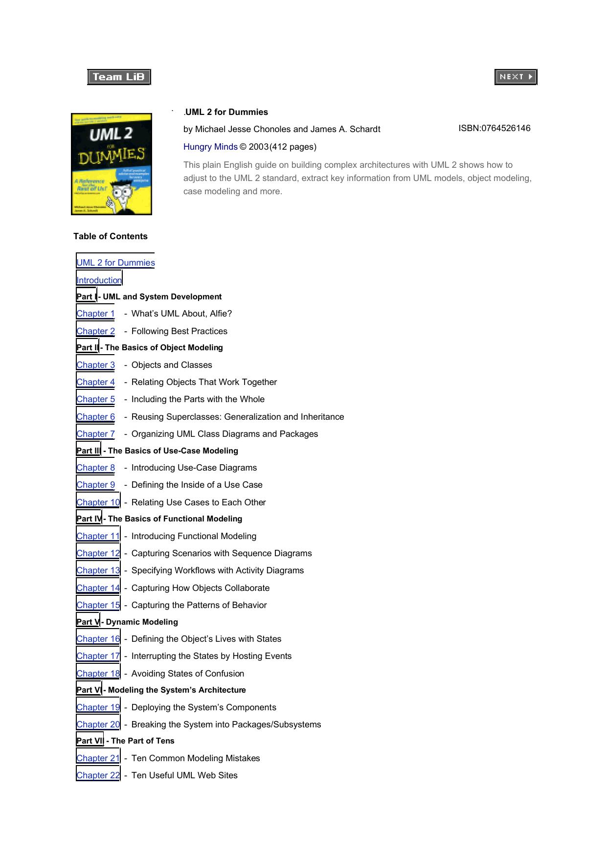 6504 Hungry Minds - UML 2 for Dummies - 2003 !