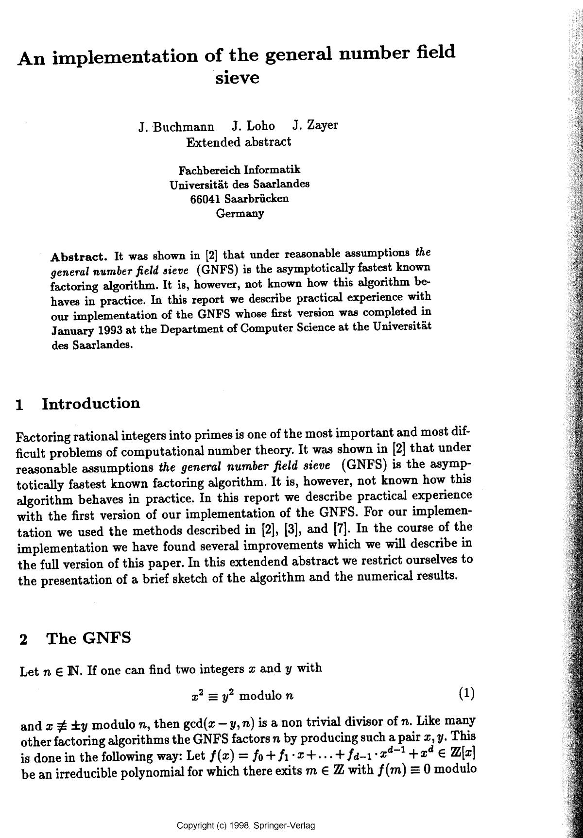 An implementation of the general number field sieve