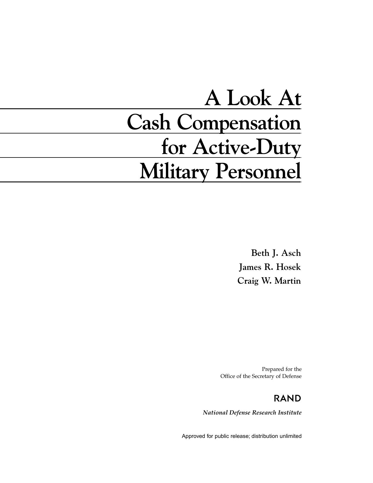 A Look at Cash Compensation for Active‑Duty Military Personnel