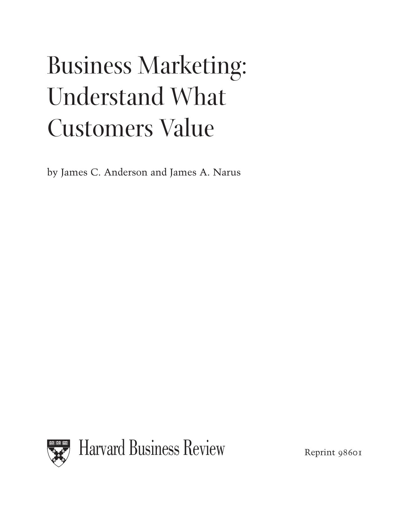 Business Marketing: Understand What Customers Value