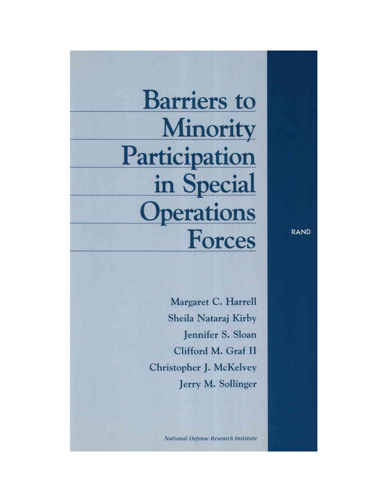 Barriers to Minority Participation in Special Operations Forces