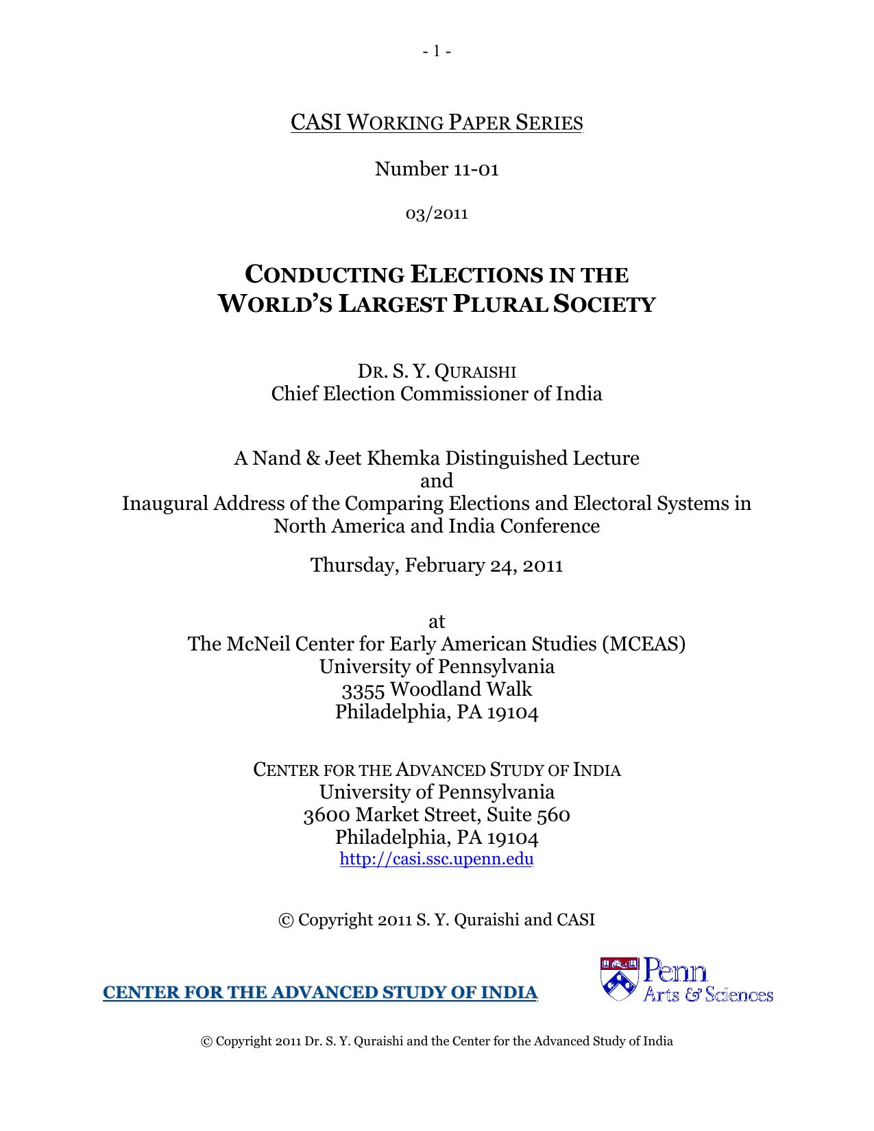 CONDUCTING ELECTIONS IN THE