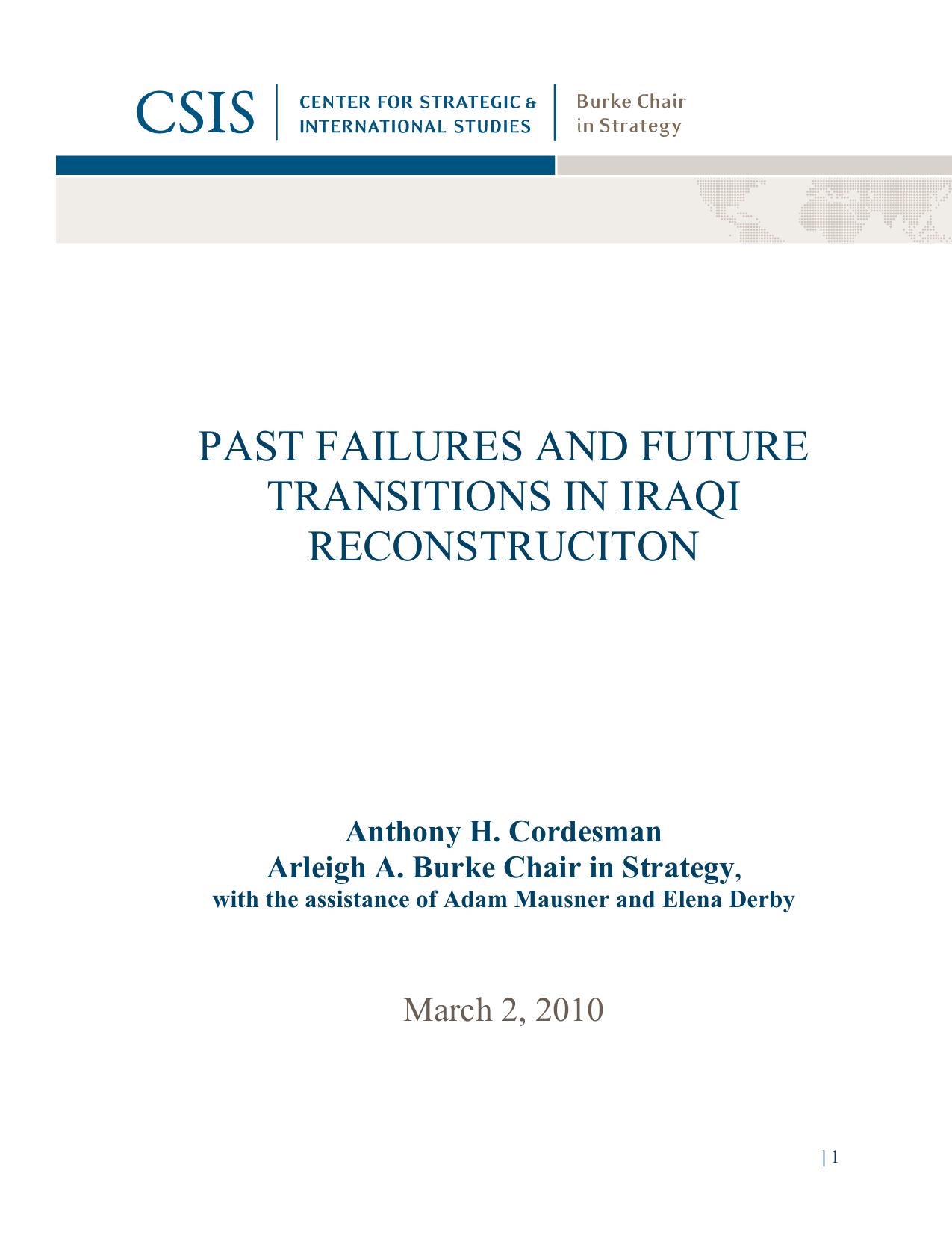 PAST FAILURES AND FUTURE