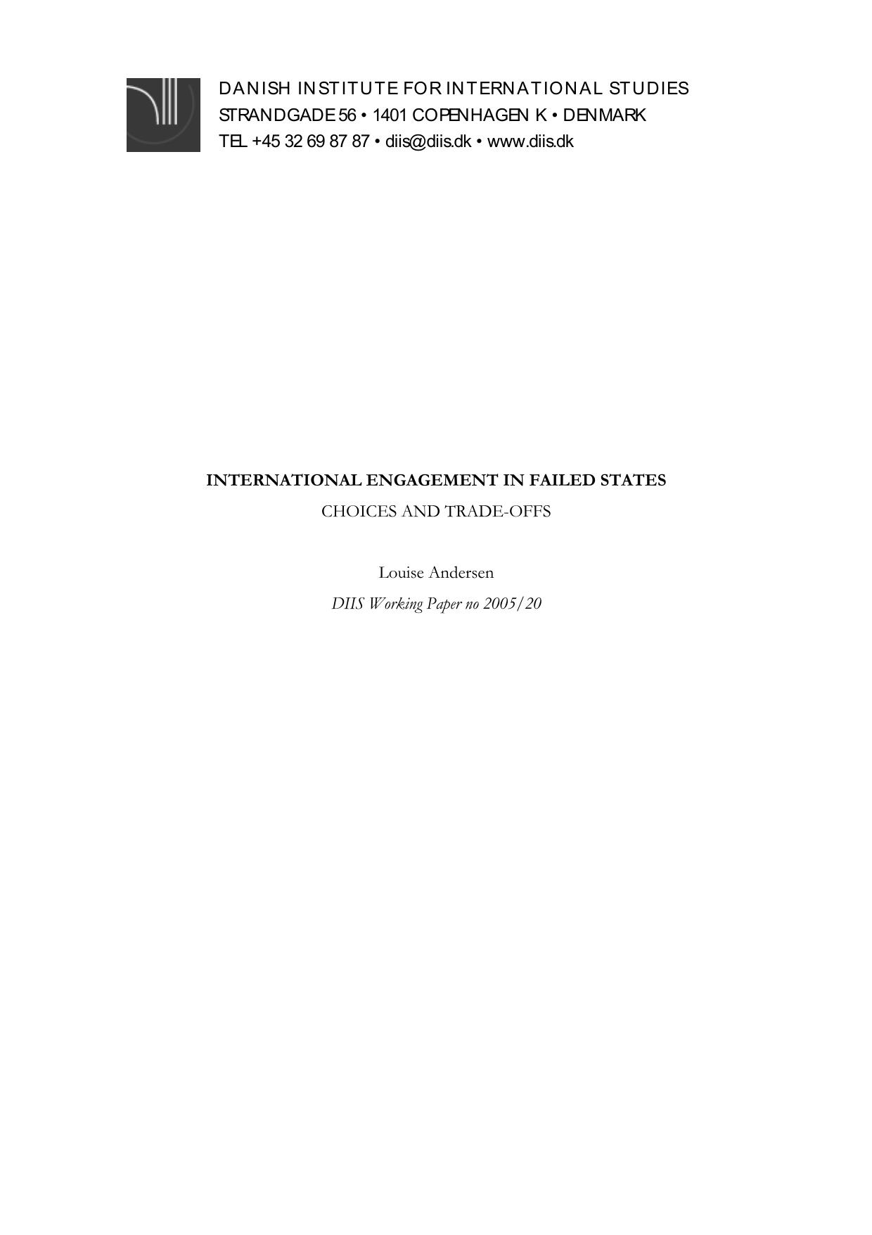 International Engagement in Failed States