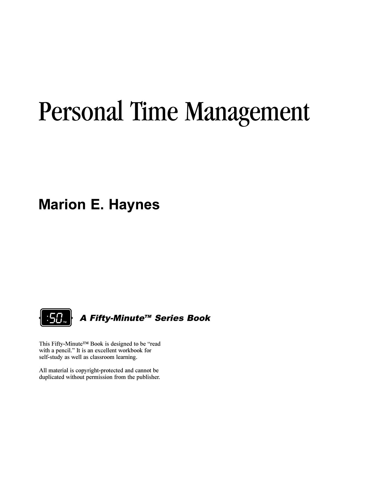 Personal Time Management Marion E.Haynes