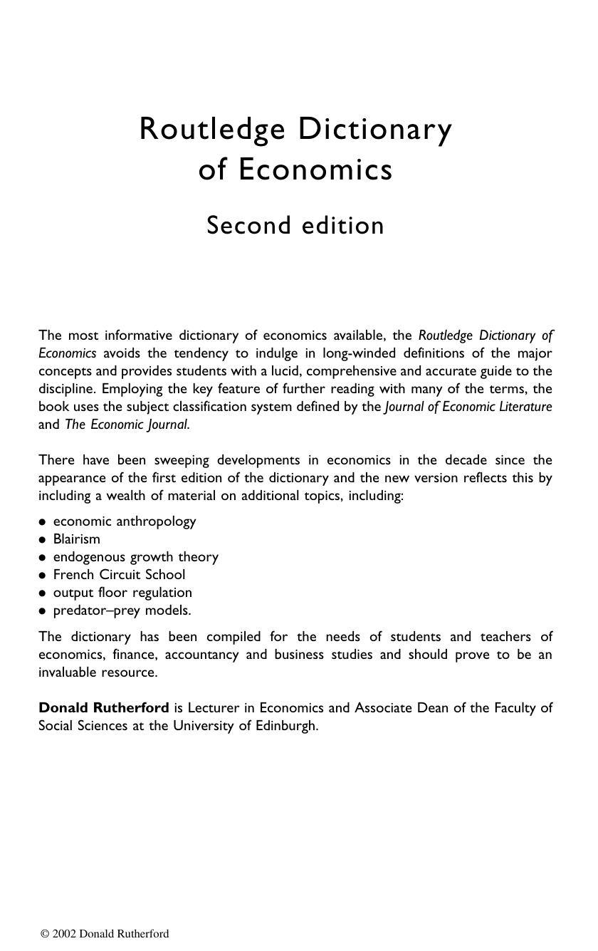 - Dictionary of Economics-Routledge