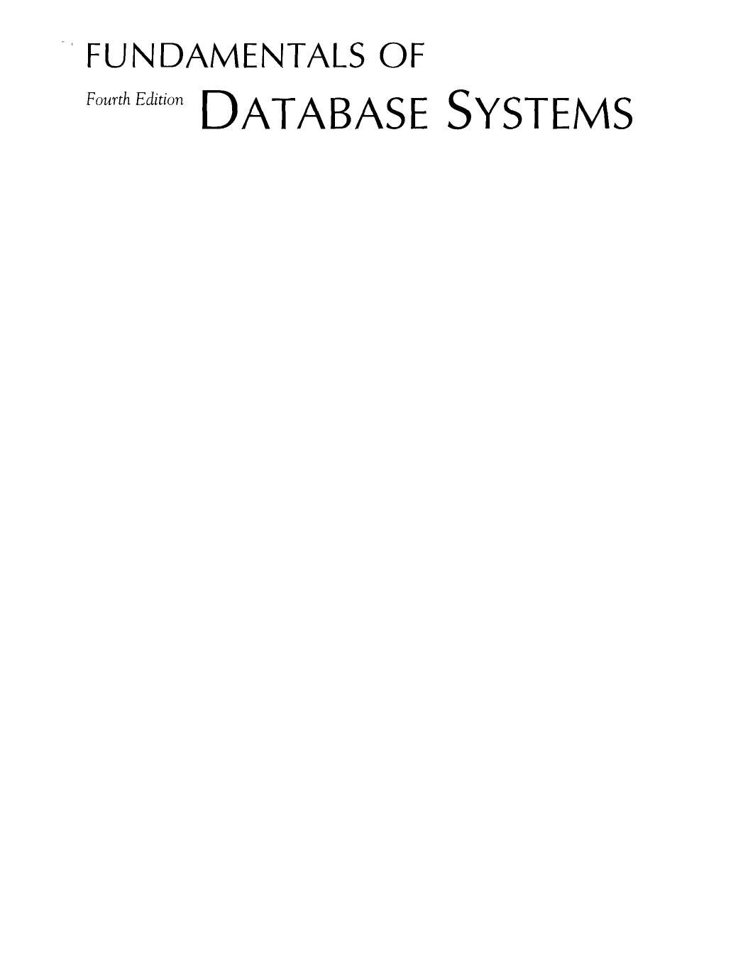 Fundamentals of Database Systems