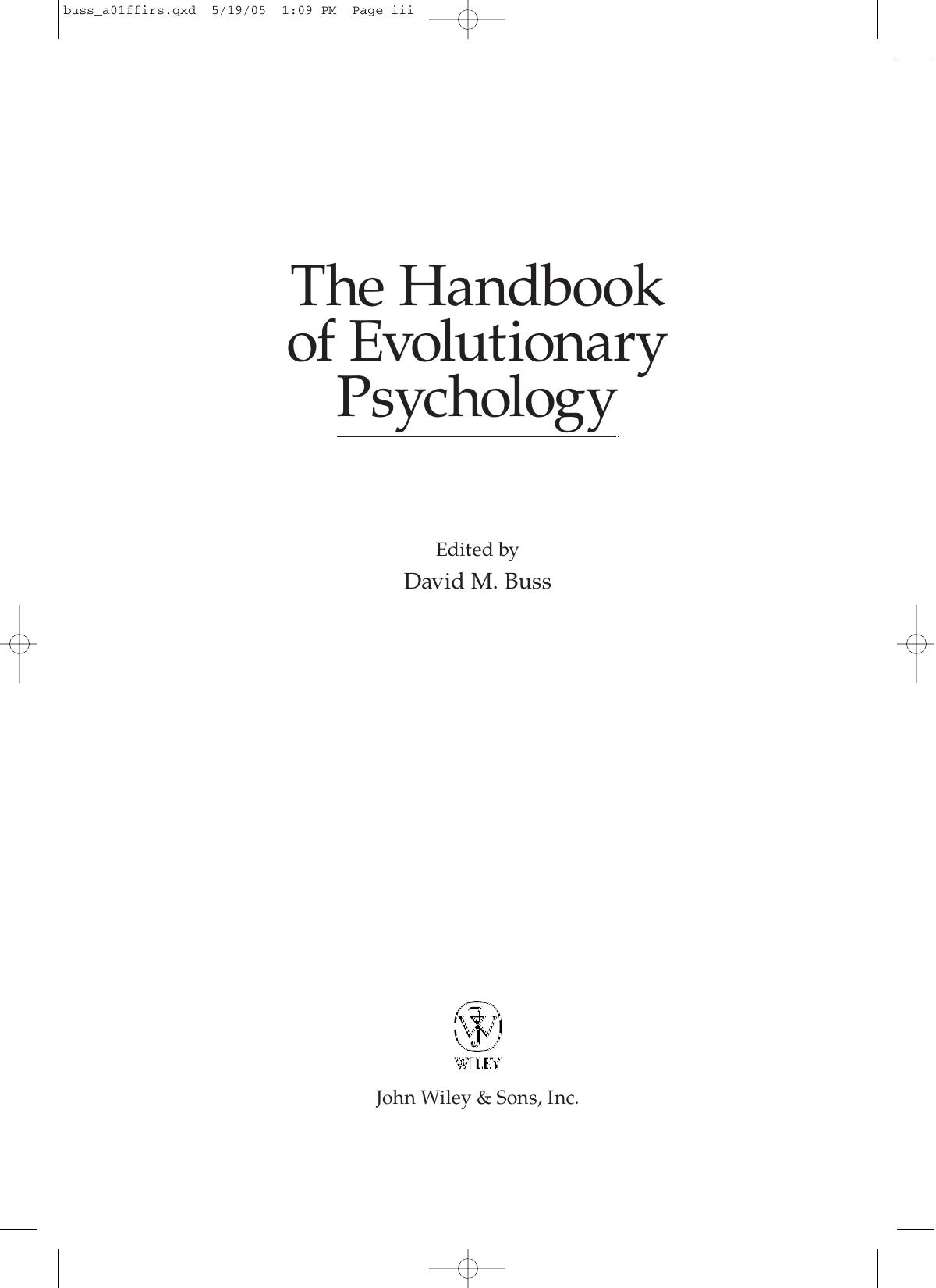 David M. Buss - The Handbook of Evolutionary Psychology (2005)