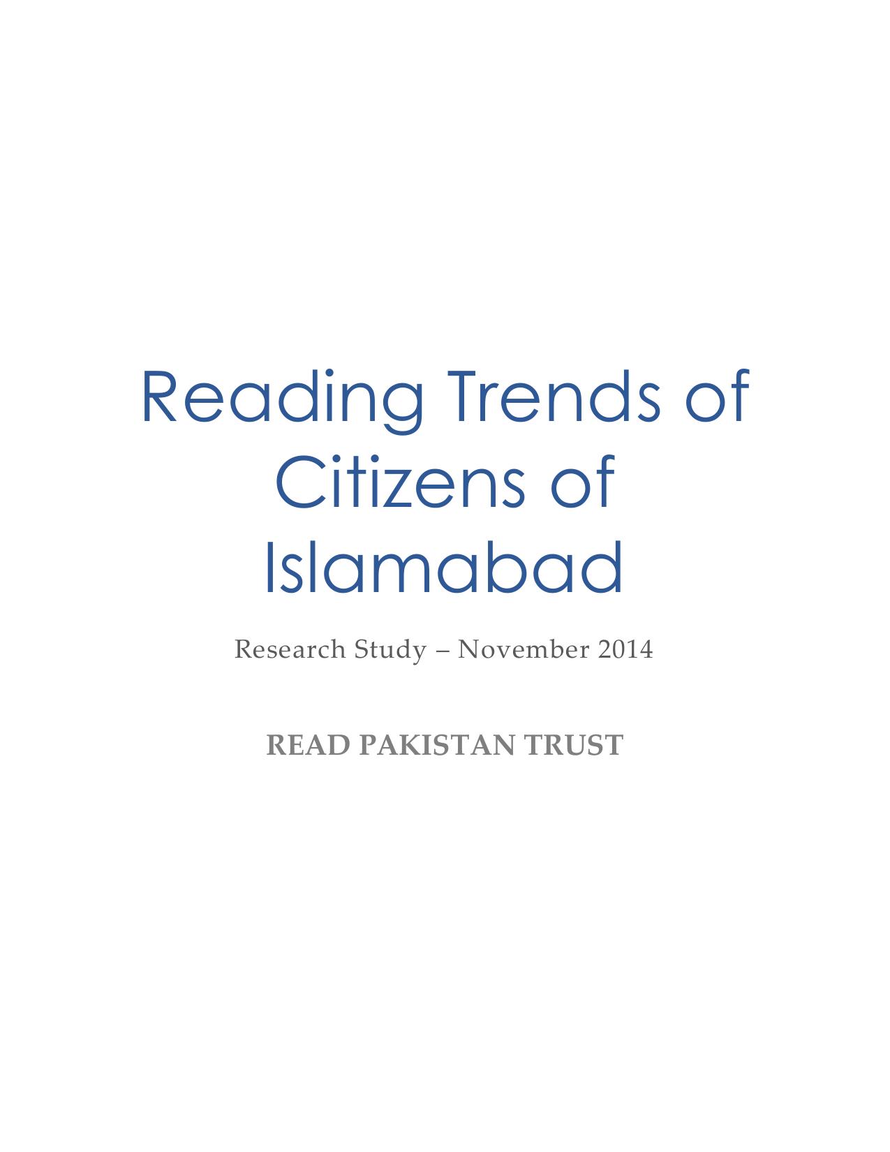 Reading Trends of Citizens of Islamabad