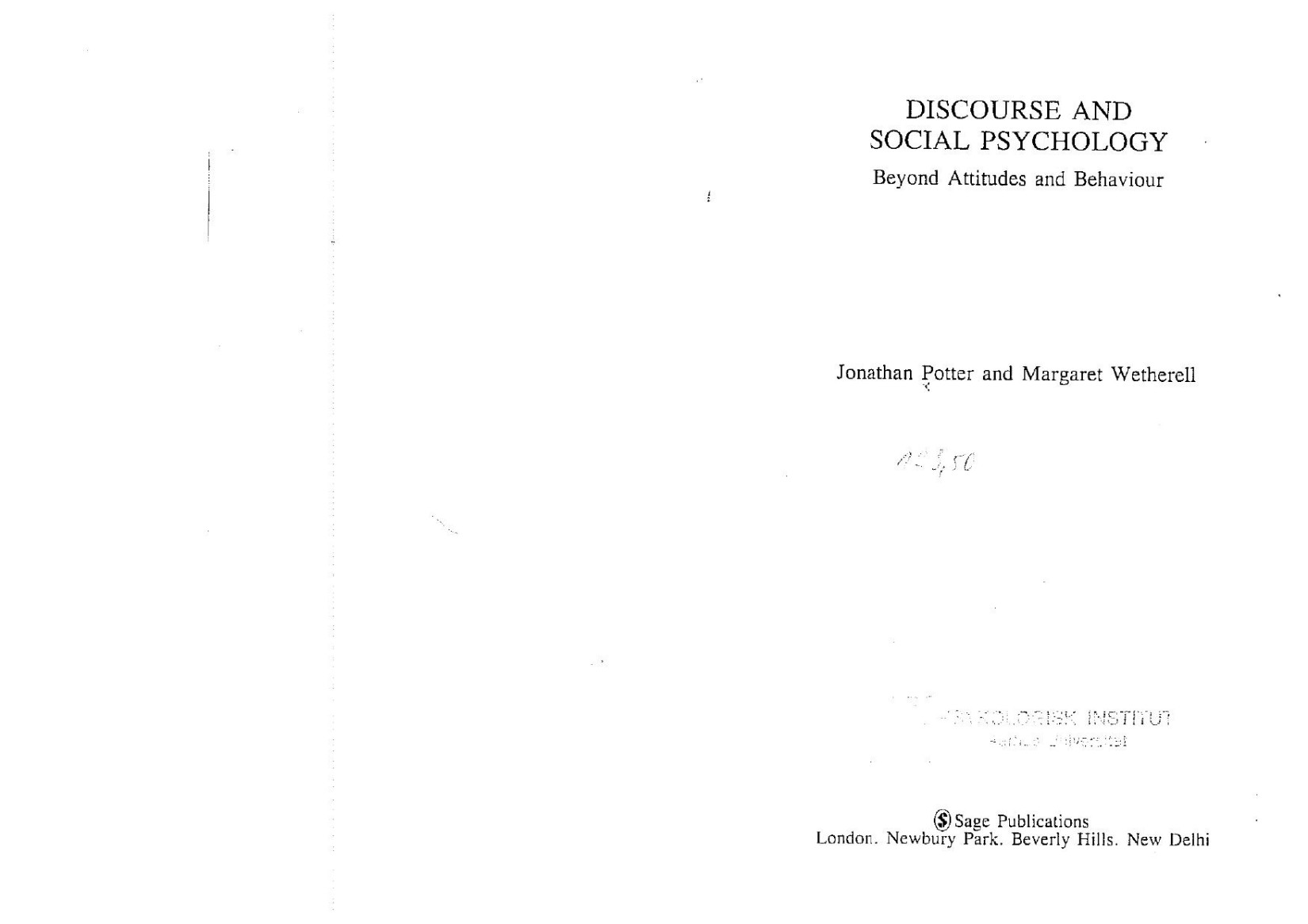 Discourse and Social Psychology