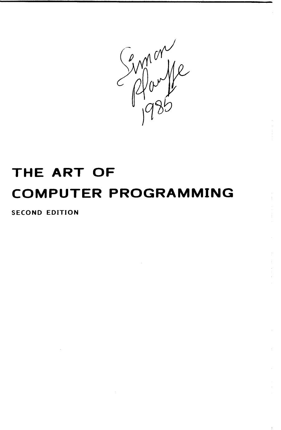 Art of Computer Programming Knuth vol v2
