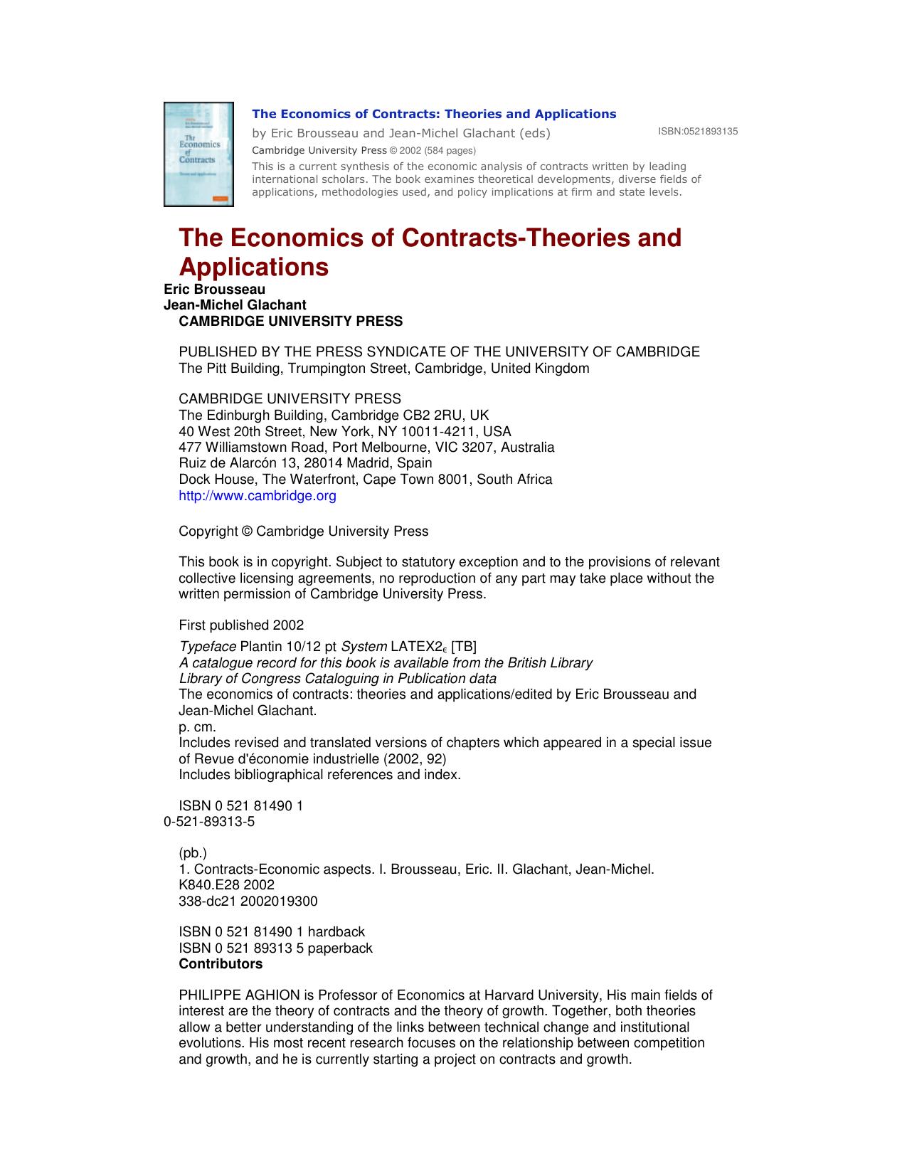 Microsoft Word - The Economics of Contracts.doc