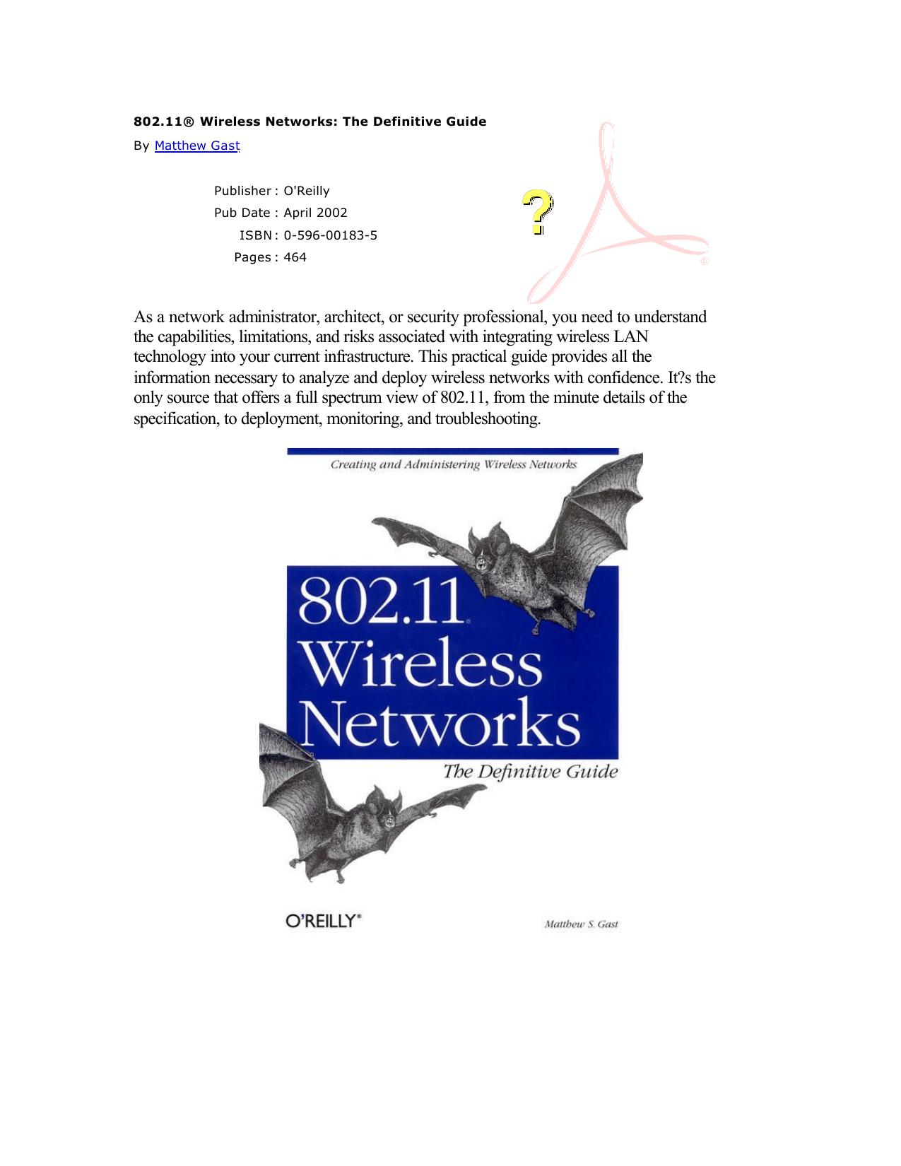 802.11 Wireless Networks: The Definitive Guide