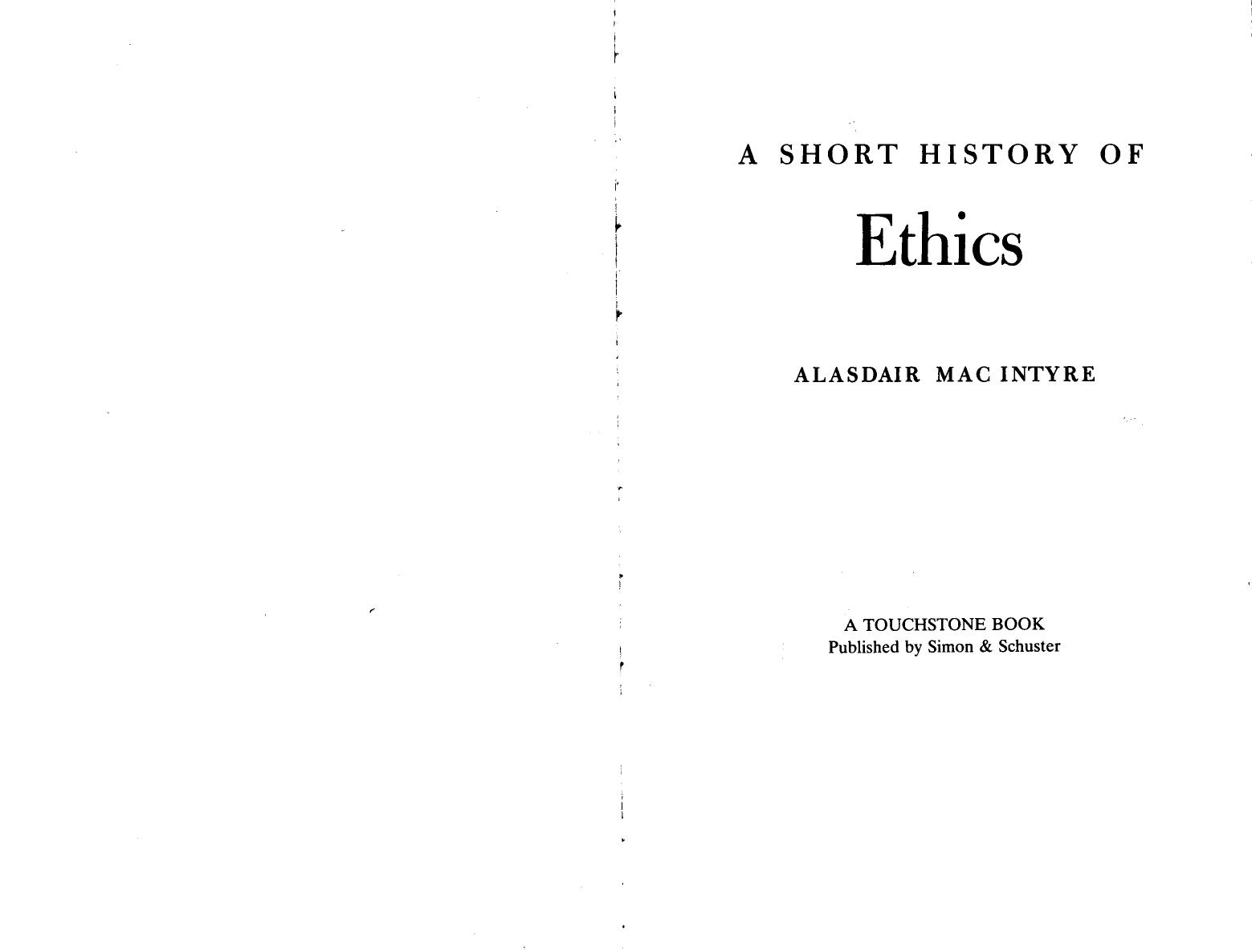 A SHort History Of Ethics