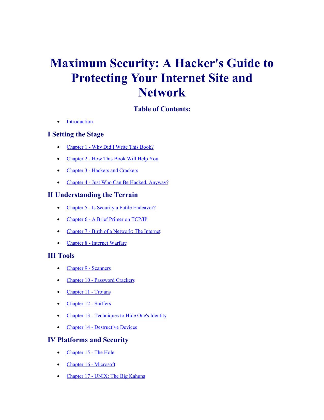 Maximum Security: A Hacker's Guide to Protecting Your Internet Site and Network
