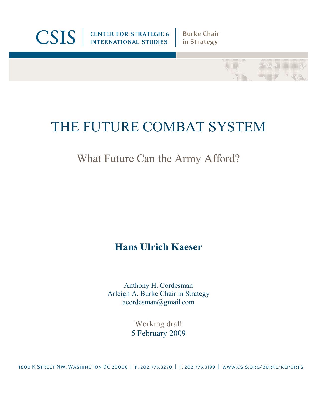 THE FUTURE COMBAT SYSTEM