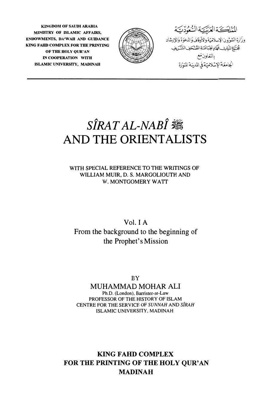 Sirat al-Nabi and the Orientalists